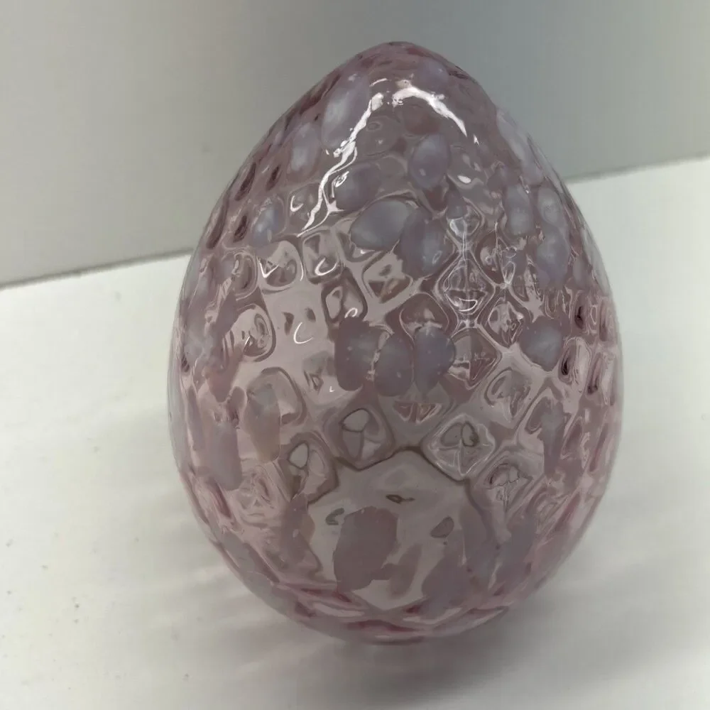 Beautifully Designed Glass Egg Shaped Made In India‎ - Purple And Pink 7 1/2”